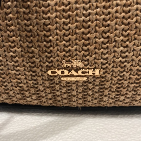 Coach Hadley Mini Straw Woven and Pebbled Leather Crossbody Bag EUC - Picture 2 of 11